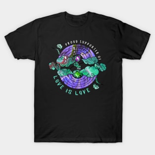 Proud Supporter of Love is Love Rainbows - Purple & Teal T-Shirt